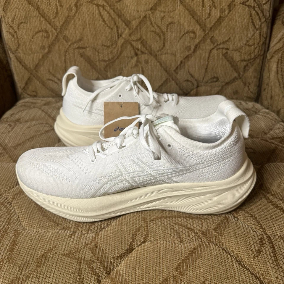 ASICS Men’s Gel Nimbus 26 Running Size 9 White/Cream